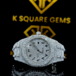 AP Arabic Dial Iced Out Moissanite Diamond Watch Front View