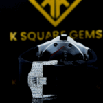 AP Chronograph Black Rubber Strap Moissanite Diamond Watch Back View