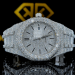 AP Royal Oak Classic Stick Markers Diamond Pave Dial Fully Iced Out Moissanite Watch