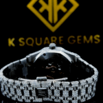 AP Iced Out Red Arabic Numeral Dial Moissanite Diamond Watch Back View