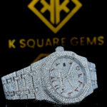 AP Iced Out Red Arabic Numeral Dial Moissanite Diamond Watch Right Side View
