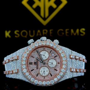 AP Two Tone Rose Gold Chrono Moissanite Diamond Watch Front view
