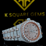 Bust Down AP Arabic Numerals Rose Gold Moissanite Diamond Watch Right Side View
