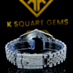 Bust Down Datejust Roman Numeral Moissanite Diamond Watch Back View