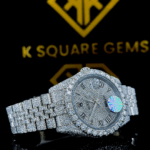 Bust Down Datejust Roman Numeral Moissanite Diamond Watch Right Side View