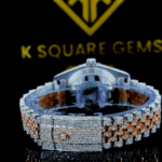 Bust Down Rolex Datejust Arabic Dial Moissanite Diamond Watch Back View