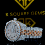 Bust Down Rolex Datejust Arabic Dial Moissanite Diamond Watch Left Side View