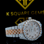 Bust Down Rolex Datejust Arabic Dial Moissanite Diamond Watch Right Side View