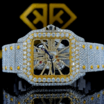 Cartier Santos Skeleton Diamond Pave Dial Yellow Gold Two Tone Moissanite Watch