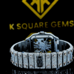 Cartier Two Tone Rose Gold Skeleton Dial Moissanite Diamond Watch Back View
