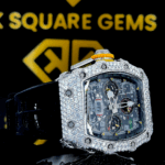 Chronograph RM Rubber Strap Moissanite Diamond Watch Right Profile View