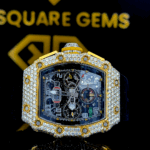 RM 011 Flyback Chronograph Skeleton Dial Yellow Gold Moissanite Watch