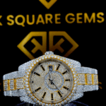 Rolex Sky-Dweller 24-Hour Ring Pave Diamond Dial Yellow Gold Two Tone Moissanite Watch