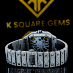 Fully Bust Down Cartier Skeleton Dial Moissanite Diamond Watch Back View