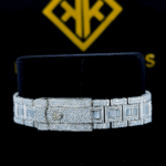 Fully Iced Out Baguette Bezel Stick Marker Dial Moissanite Diamond Watch Back View