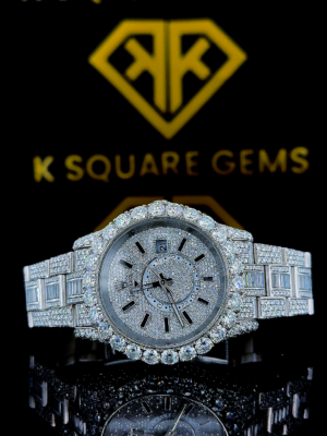 Rolex GMT Master Pave Diamond Dial Fully Iced Out Moissanite Watch