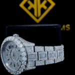 Fully Iced Out Baguette Bezel Stick Marker Dial Moissanite Diamond Watch Left Side View