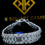 Fully Iced Out Chronograph Moissanite Diamond Watch Back Side View