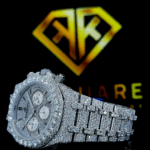 Fully Iced Out Chronograph Moissanite Diamond Watch Left Side View