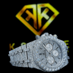 Fully Iced Out Chronograph Moissanite Diamond Watch Right Side View