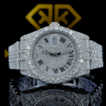 Fully Iced Out Rolex Jubilee Moissanite Diamond Watch Front View