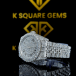 Fully Iced Out Rolex Jubilee Moissanite Diamond Watch Left Profile View