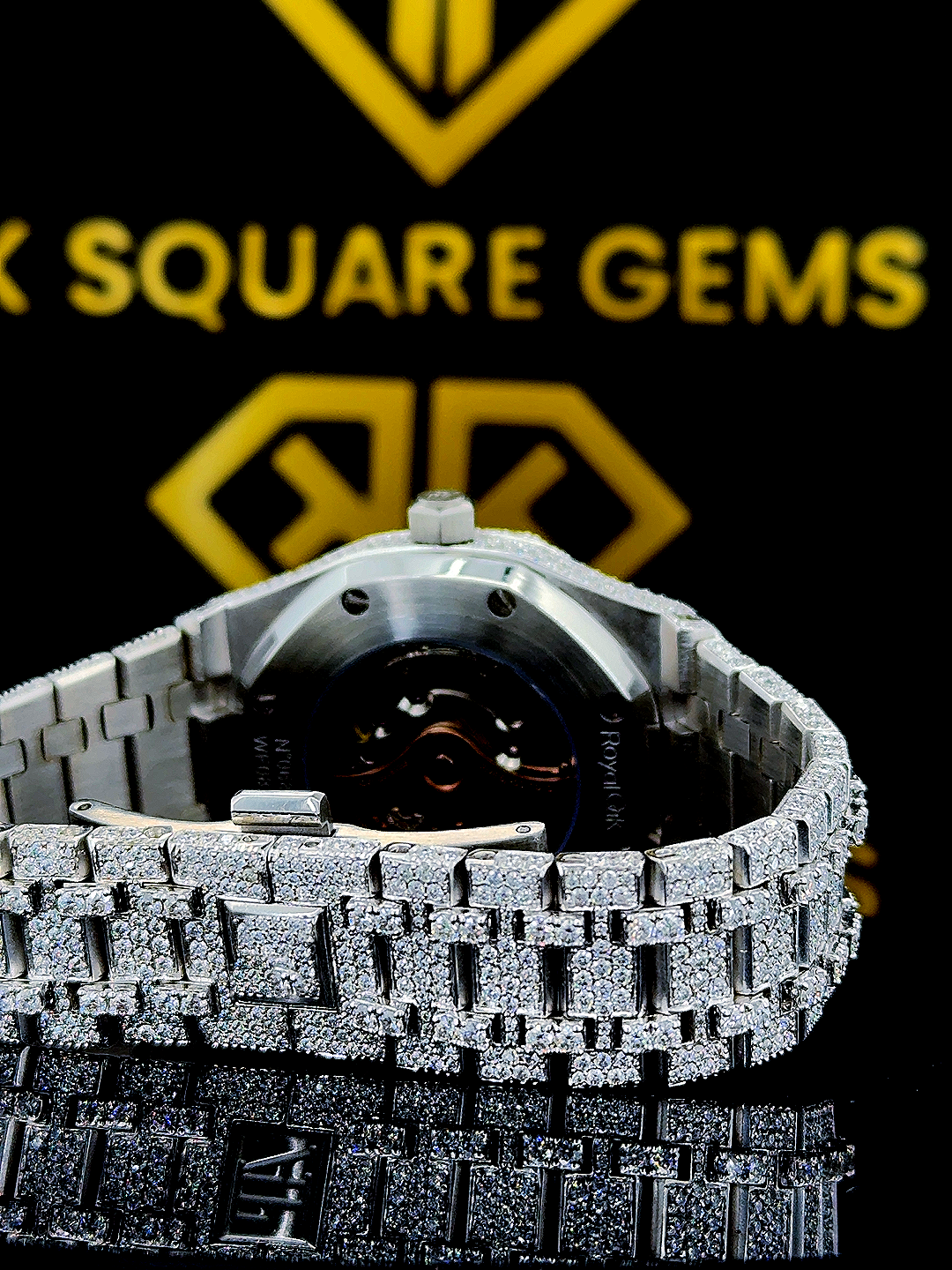 Iced Out AP Moissanite Diamond Watch Back View