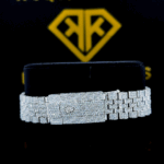 Iced Out Roman Numeral Dial Datejust Moissanite Diamond Watch Back Side View