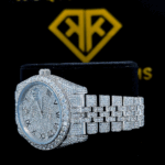Iced Out Roman Numeral Dial Datejust Moissanite Diamond Watch Left Side View