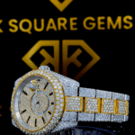 Left view of Two Tone Yellow Dial Rolex Moissanite Diamond Watch