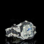 Cartier Santos Skeleton Openwork Dial Black and White Diamond Moissanite Watch