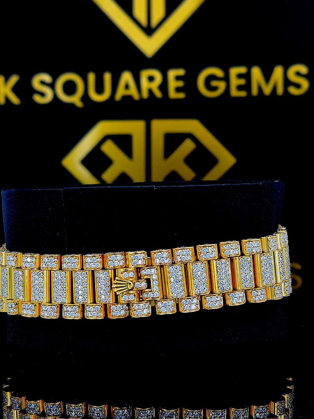 Rolex Day-Date Mother of Pearl Moissanite Diamond Watch Back View
