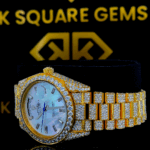 Rolex Day-Date Mother of Pearl Moissanite Diamond Watch Left View