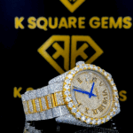 Rolex Day Date Roman Numeral Two Tone Moissanite Diamond Watch Right Profile View