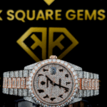 Rolex Day-Date Arabic Numerals Pave Diamond Dial Rose Gold Two Tone Moissanite Watch