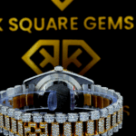 Rolex Day Date Two Tone Yellow Gold Moissanite Diamond Watch Back Profile View