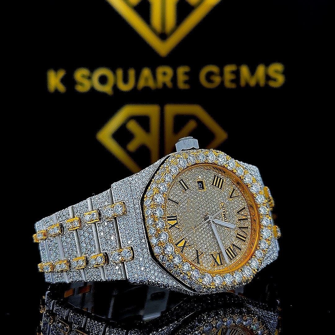 Roman AP Yellow Gold Moissanite Diamond Right Profile View