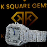Roman Numeral Santos De Cartier White Gold Moissanite Diamond Watch Left Side View