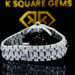 Royal Oak Roman Numeral Iced Out Moissanite Diamond Watch Back View