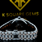 Royal Oak Two Tone Iced Out Skeleton Dial Moissanite Watch Back View