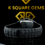 Santos De Cartier Full Black Roman Dial Moissanite Diamond Watch Back View