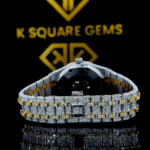 Two Tone AP Arabic Dial Iced Out Yellow Gold Moissanite Diamond Watch Back View