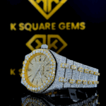 Two Tone AP Yello Gold Moissanite Diamond Watch View Left Profile