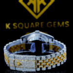 Two Tone Bust Down Datejust Arabic Numerals Moissanite Diamond Watch Back View