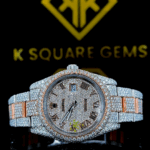 Rolex Datejust Roman Numerals Pave Diamond Dial Two Tone Rose Gold Fully Iced Moissanite Watch