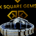 Back view of Two Tone Yellow Dial Rolex Moissanite Diamond Watch