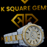 Right side view of Two Tone Yellow Dial Rolex Moissanite Diamond Watch