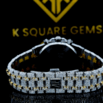 AP Two Tone Yellow Gold Iced Out Chronograph Moissanite Diamond Watch Back View