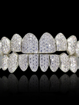 Fully moissanite Round & Princess brilliant cut vvs clarity diamond iced out hip hop luxurious custom grills in 925 Sterling Silver (Copy)