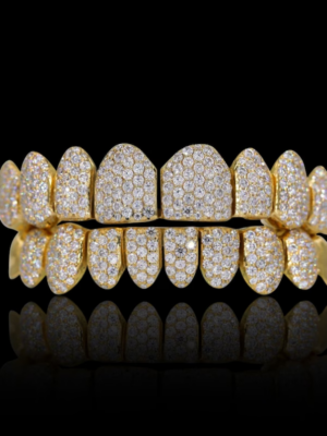 Custom fashion wholesale Top 10 bottom 10 tooth grillz for women in vvs clarity designer jewlery 14 kt moissanite diamonds (Copy)